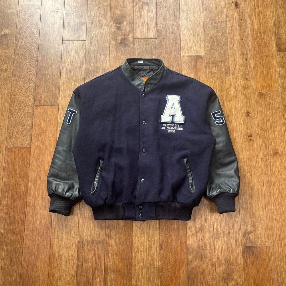 Men’s Vintage 2002 Leather Varsity Football Jacket
